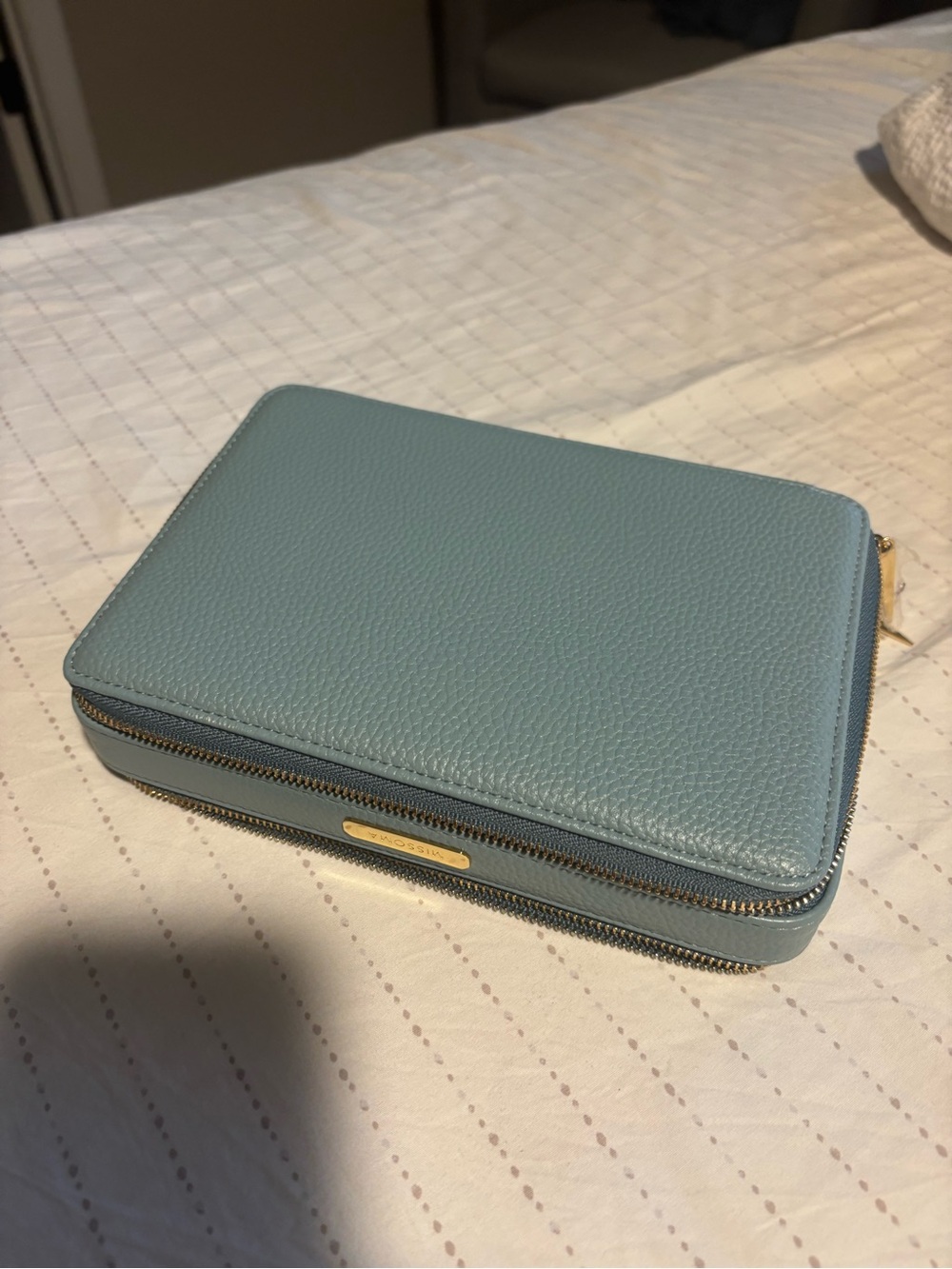 Missoma Jewelry Case Pebbled Leather in Light Blue